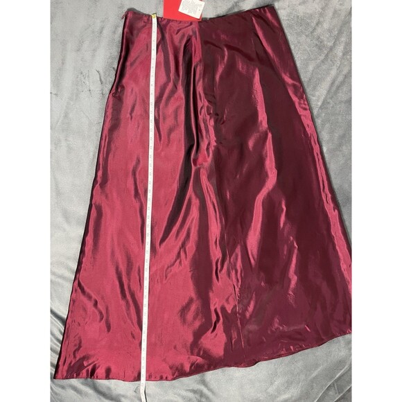 JS Collections Burgundy Petite Satin Maxi Skirt Shiny Sheen Sz 14 Canada - Picture 5 of 16